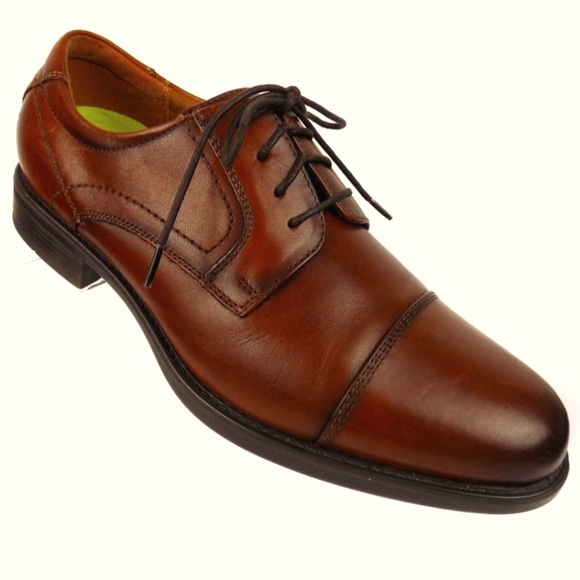 Florshein Cap Toe Dress Oxford SHOES Cognac Lace Up Size 9D Like NEW - Picture 1 of 12